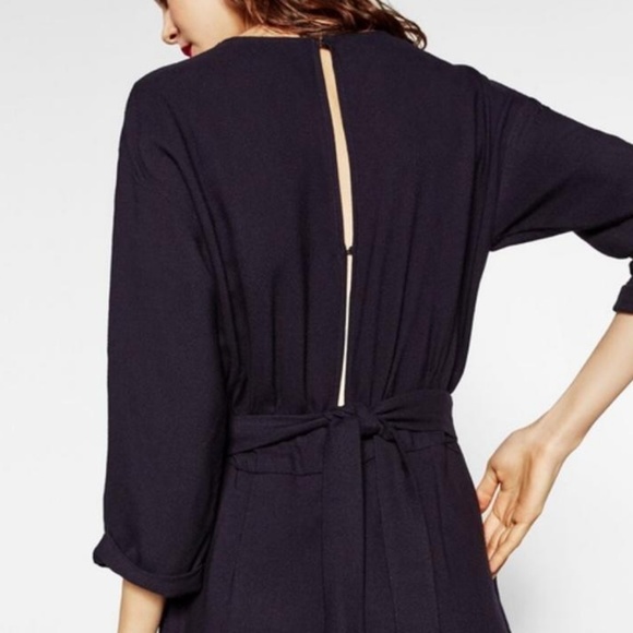 Zara Navy Blue Embroided Jumpsuit - Picture 3 of 6